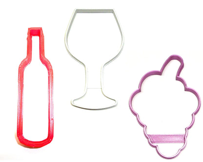 Wine Lovers Vino Winery Fermented Grapes Set Of 3 Cookie Cutters USA PR1364