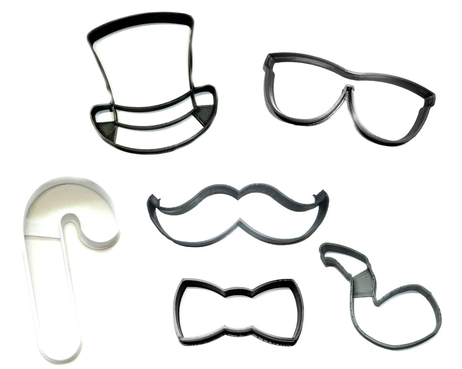 Dapper Man Gentleman Chic Fashionable Stylish Set Of 6 Cookie Cutters USA PR1367