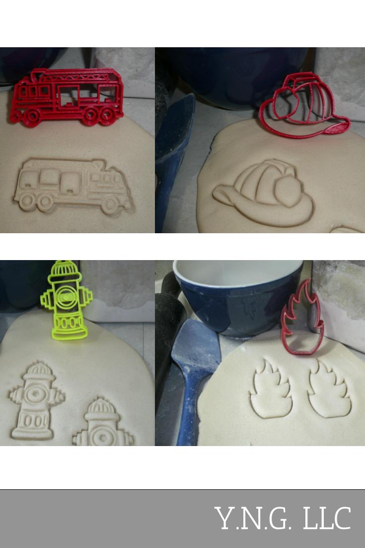 Firefighter Fireman Detailed Fire Truck Set Of 4 Cookie Cutters USA PR1397