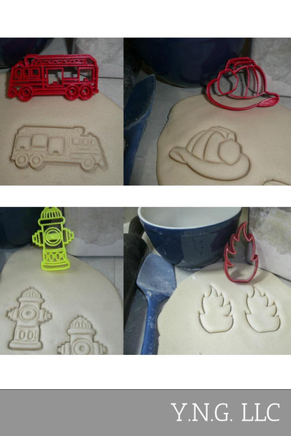 Firefighter Fireman Detailed Fire Truck Set Of 4 Cookie Cutters USA PR1397