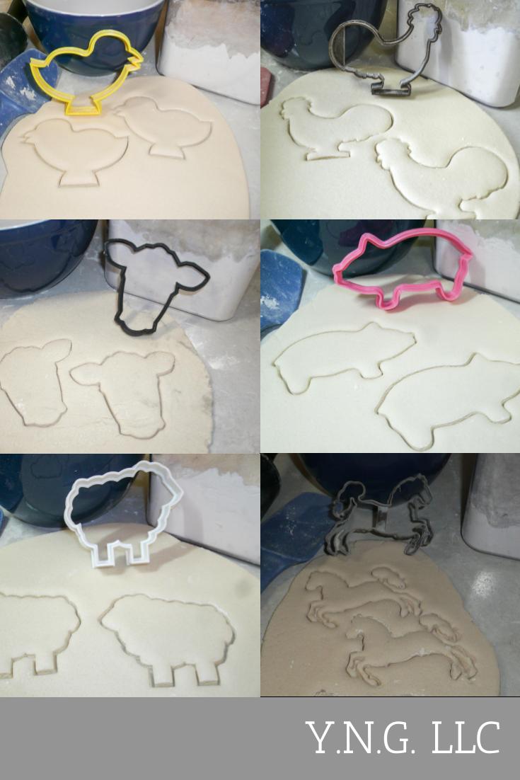 Farm Ranch Animals Pig Cow Chick Lamb Horse Set Of 6 Cookie Cutters USA PR1108