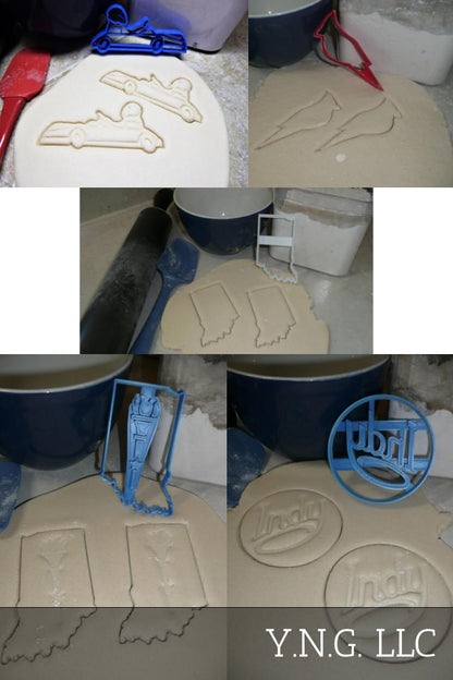 Indiana State Icons Symbols Cardinal Race Car Set Of 5 Cookie Cutters USA PR1376