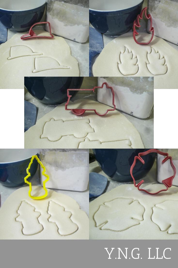 Firefighter Fireman Outlines Fire Truck Set Of 5 Cookie Cutters USA PR1398