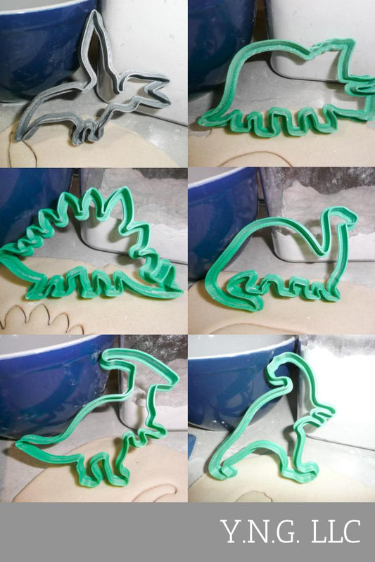 Dino Outlines Cartoon Style Dinosaurs Set Of 6 Cookie Cutters USA PR1427