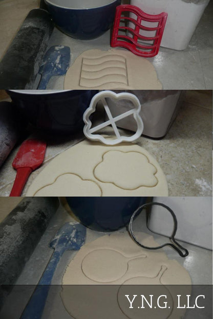 Bacon And Eggs Classic Breakfast Food Set Of 3 Cookie Cutters USA PR1430