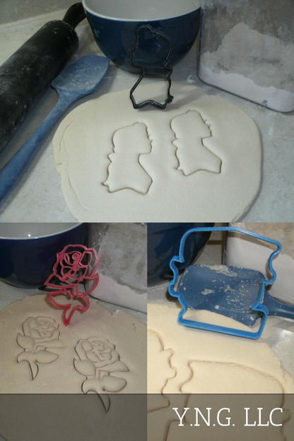 Belle Beauty and the Beast Rose Books Set of 3 Cookie Cutters USA PR1433