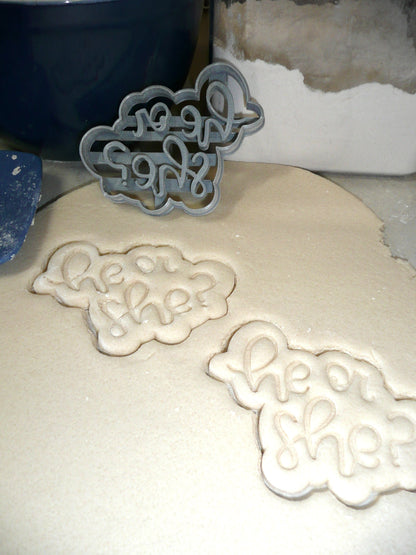 He Or She Gender Reveal Baby Announcement Shower Cookie Cutter USA PR2522