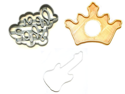 Guitars Or Glitter Gender Reveal Baby Shower Set Of 3 Cookie Cutters USA PR1205