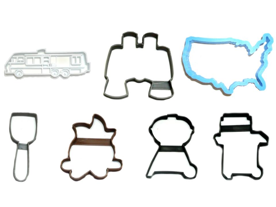 RV Trailer Travel Motorhome Life Camping Set Of 7 Cookie Cutters USA PR1333