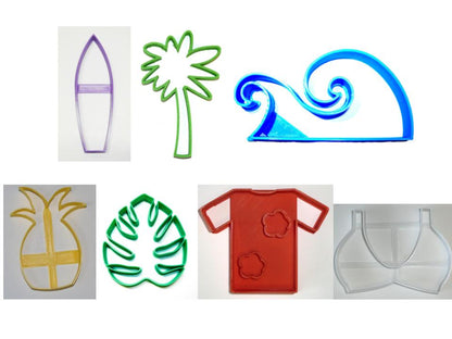 Hawaii Hawaiian Luau Theme Set of 7 Cookie Cutters Made in USA PR1516