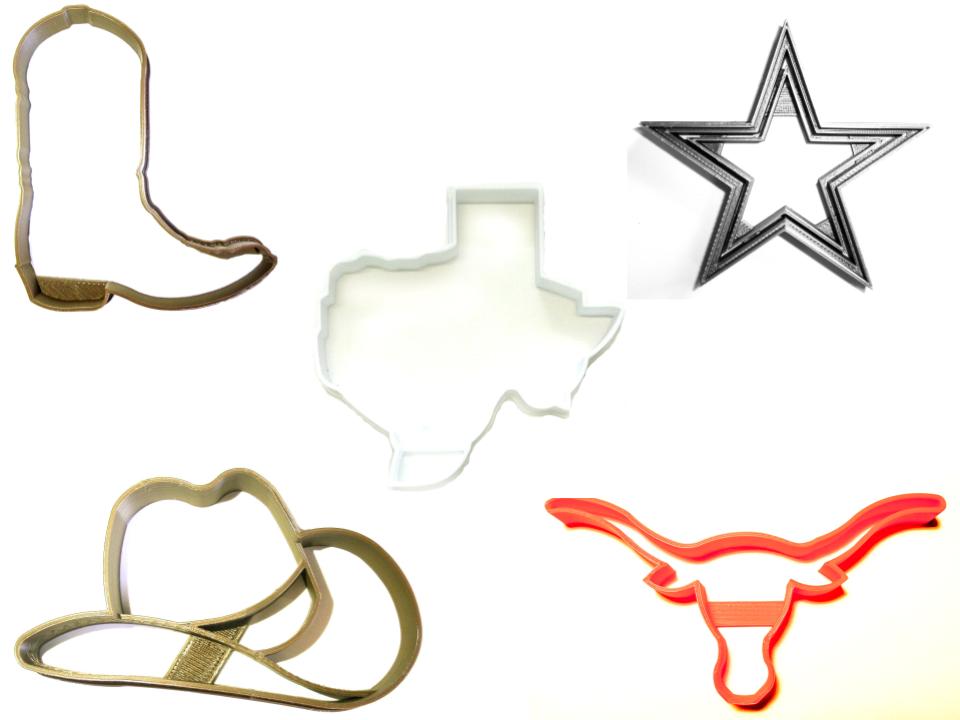 Texas Lone Star State Longhorn Cowboy Boot Set Of 5 Cookie Cutters USA PR1305