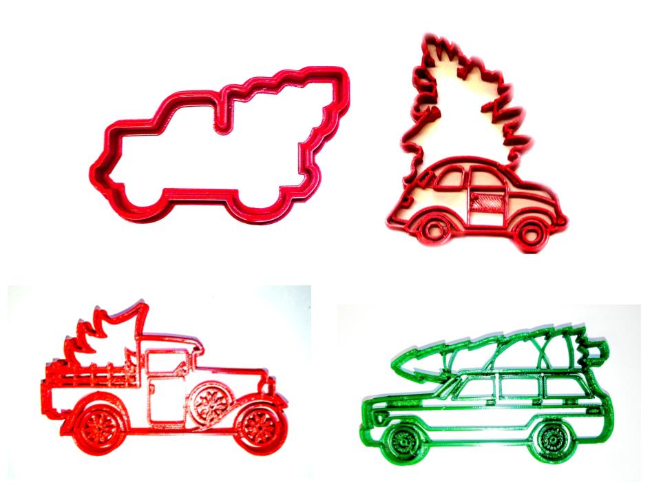 Christmas Tree Hauling Vehicles Holiday Set Of 4 Cookie Cutters USA PR1307