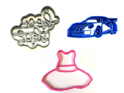 Racecars Or Ruffles Gender Reveal Baby Shower Set Of 3 Cookie Cutters USA PR1206