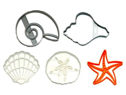 Seashells Sea Shells Ocean Shell Water Beach Set of 5 Cookie Cutters USA PR1445