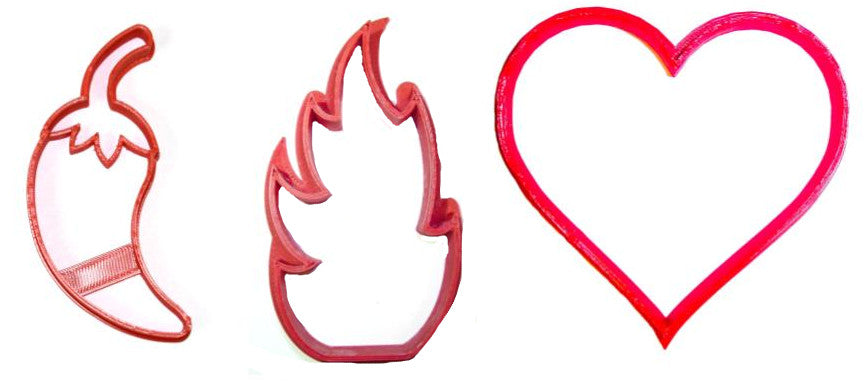 You Are Hot Valentine You Are Fire Pepper Set of 3 Cookie Cutters USA PR1222