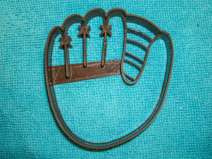 6x Baseball Mitt Glove Fondant Cutter Cupcake Topper 1.75" USA FD822