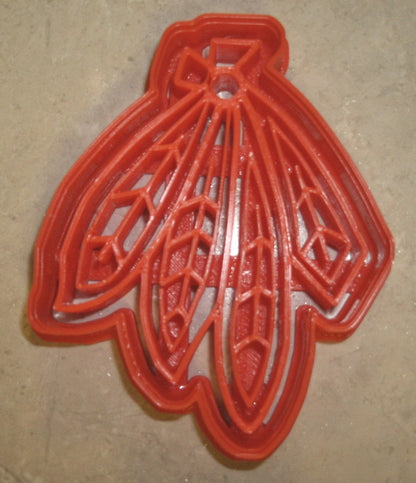 6x Blackhawks Feathers Hockey Fondant Cutter Cupcake Topper Size 1.75" USA FD735