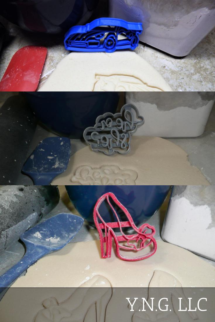 Wheels Or Heels Gender Reveal Baby Shower Set Of 3 Cookie Cutters USA PR1193