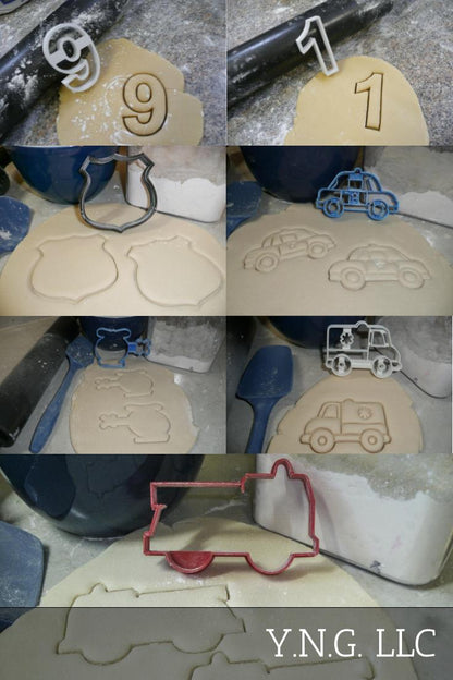 Emergency 1st Responder Police Ambulance 911 Set Of 7 Cookie Cutters USA PR1335