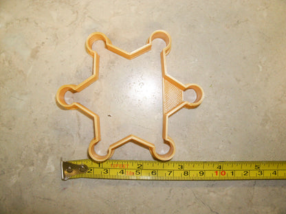 Sheriff Badge 6 Point Star Lawman Wild West Cookie Cutter Made In USA PR892