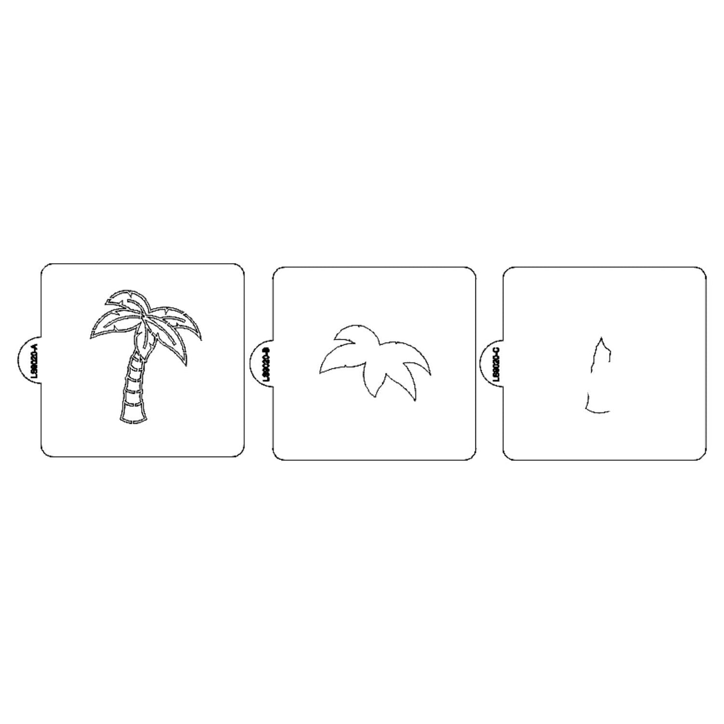 Palm Tree Design 3 Piece Stencil for Cookies or Cakes USA Made LS9020