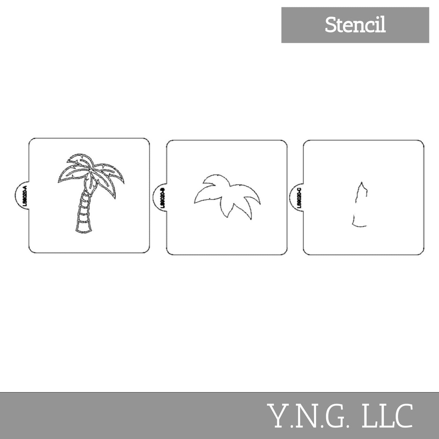 Palm Tree Design 3 Piece Stencil for Cookies or Cakes USA Made LS9020