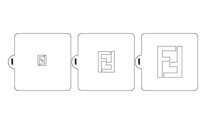 Fendi Symbols Set of 3 Stencils for Cookies or Cakes USA Made LS9026