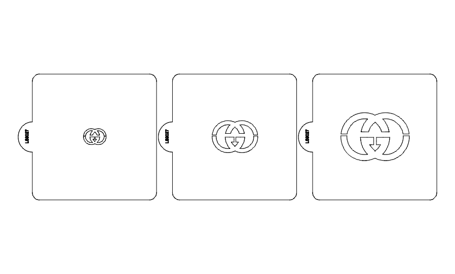 Gucci Symbols Set of 3 Stencils for Cookies or Cakes USA Made LS9027