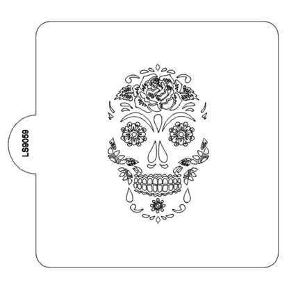 Skull with Rose Design Stencil for Cookies or Cakes USA Made LS9059