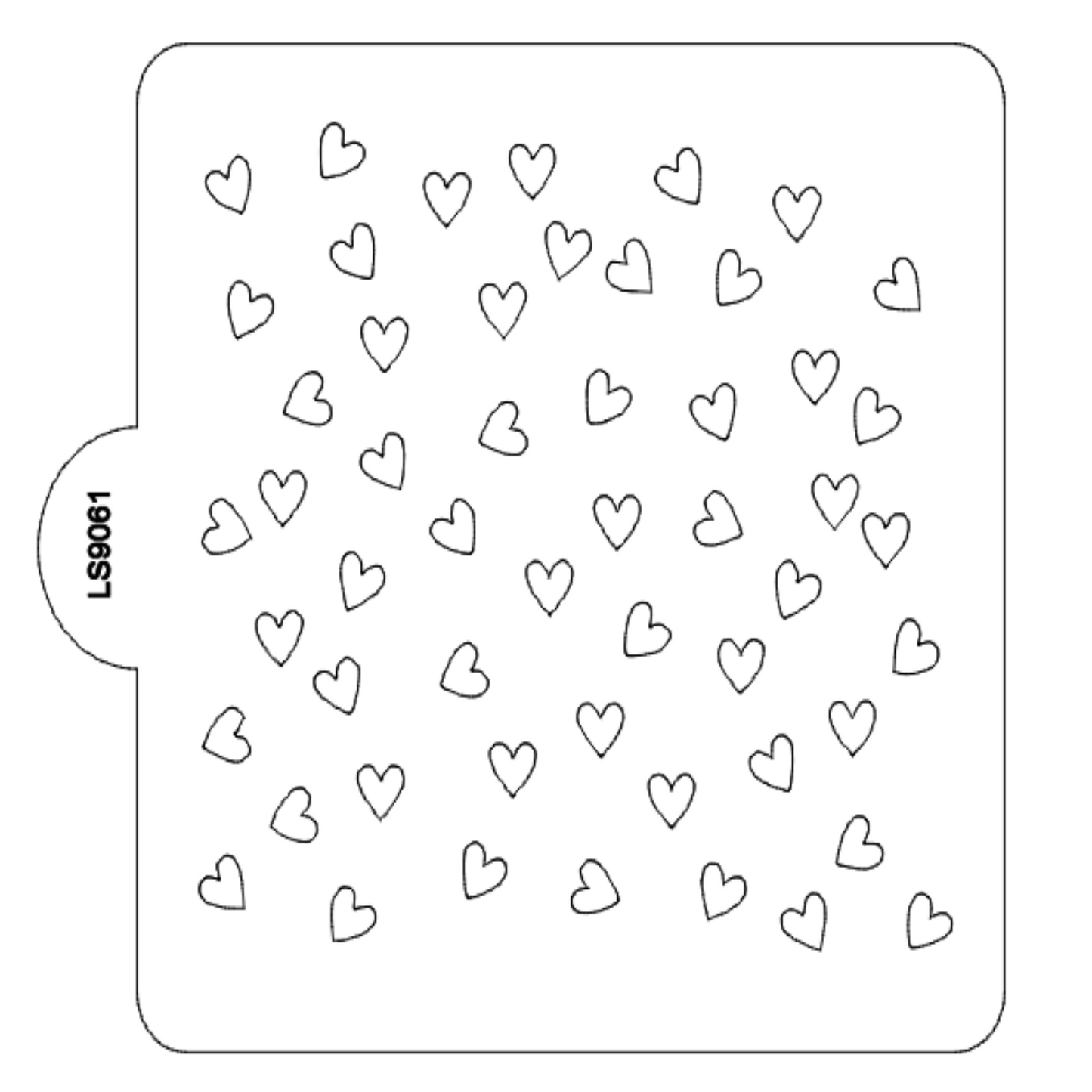 Scattered Hearts Pattern Stencil for Cookies or Cakes USA Made LS9061