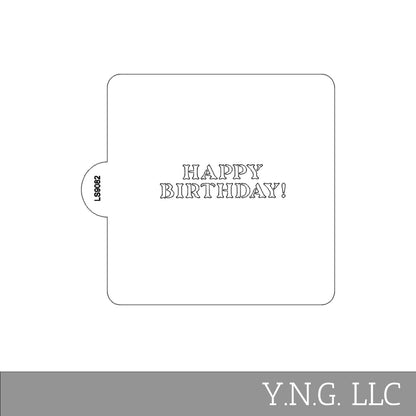 Happy Birthday Block Font Stencil for Cookies or Cakes USA Made LS9082