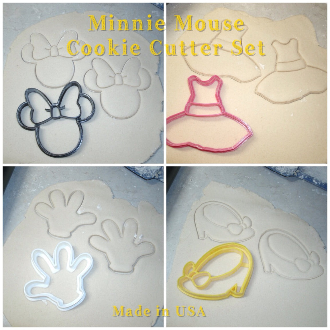 Minnie Mouse Cartoon Character Set of 4 Cookie Cutters Made In USA PR533