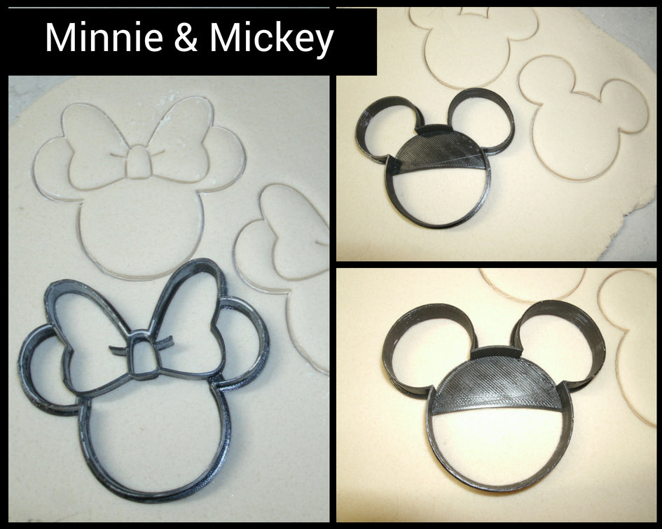 Mickey and Minnie Mouse Head Ear Outlines Set Of 2 Cookie Cutters USA PR1017