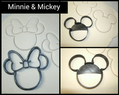 Mickey and Minnie Mouse Head Ear Outlines Set Of 2 Cookie Cutters USA PR1017