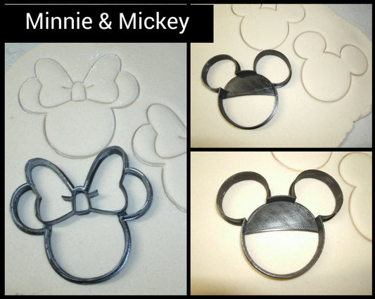 Mickey and Minnie Mouse Head Ear Outlines Set Of 2 Cookie Cutters USA PR1017