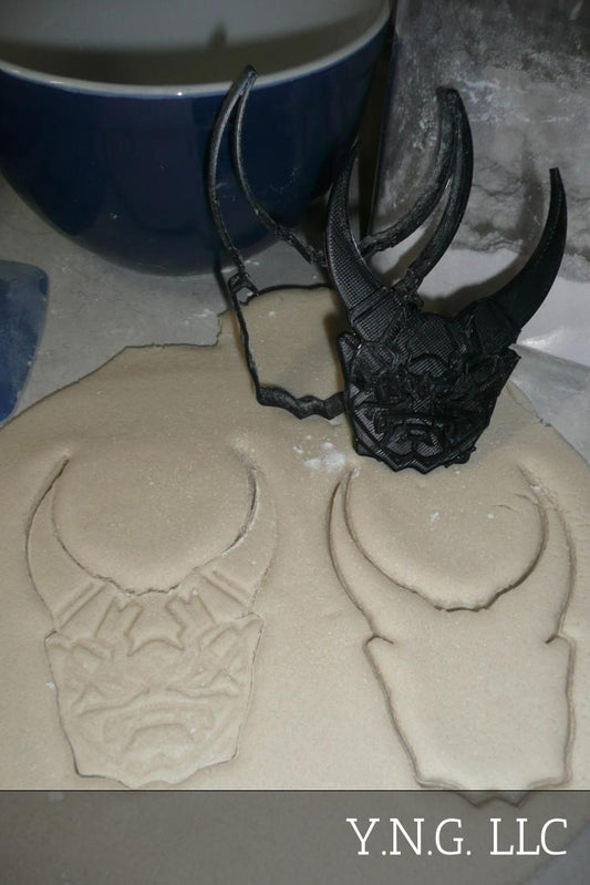 Oni Mask Japanese Samurai Horns Set of 2 Stamp With Cookie Cutter USA PR2308