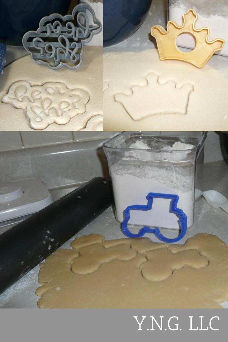 Tractors Or Tiaras Gender Reveal Baby Shower Set Of 3 Cookie Cutters USA PR1210