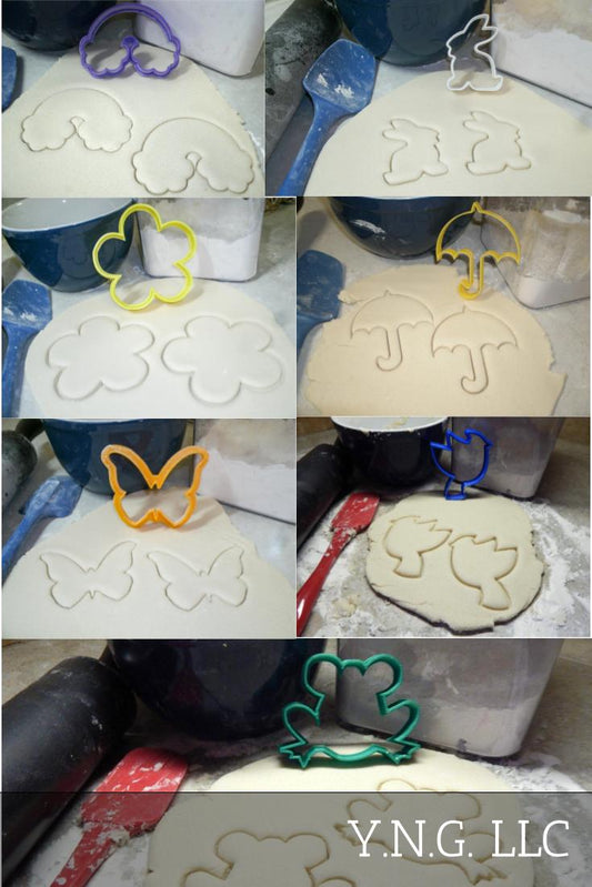 Spring Showers Umbrella Rainbow Frog New Life Set Of 7 Cookie Cutters USA PR1329