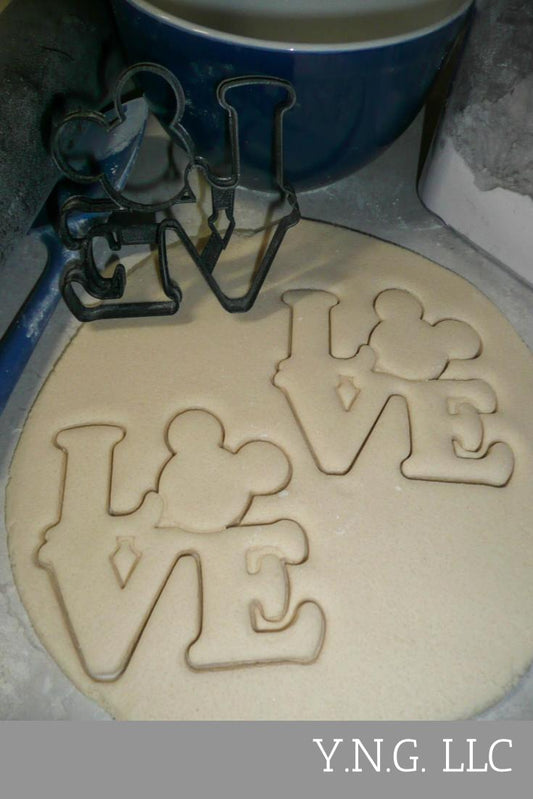 Mickey Mouse Head Love Word Letters Valentine Wedding Cookie Cutter USA PR3326