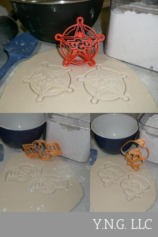 Oklahoma State University OSU Pistol Pete Set Of 3 Cookie Cutters USA PR1254