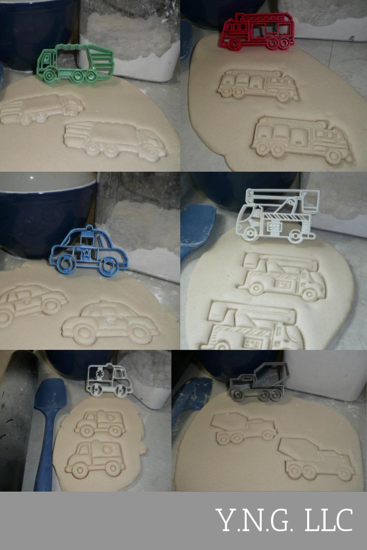 City Trucks Kit Bucket Police Fire Garbage Set of 6 Cookie Cutters USA PR1258