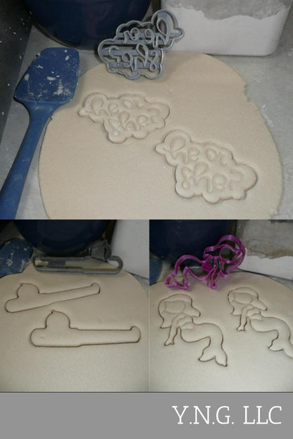 Fisherman Or Mermaid Gender Reveal Shower Set Of 3 Cookie Cutters USA PR1261