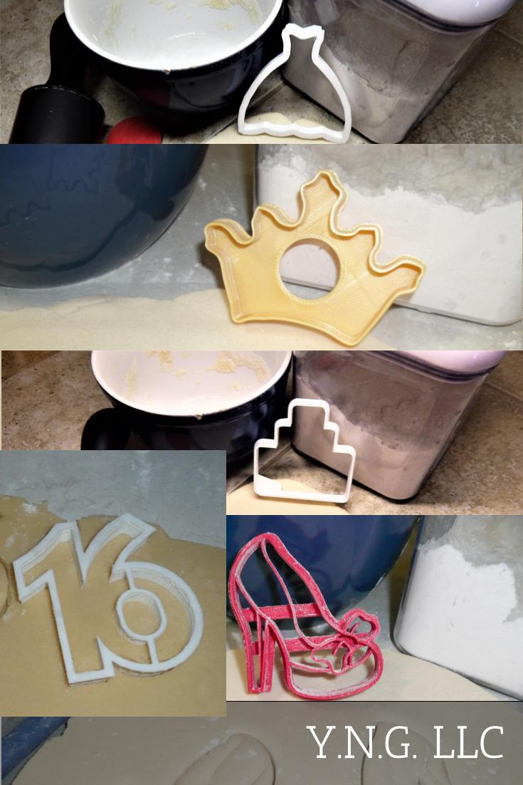 Sweet 16 16th Birthday Teen Girl Party Set Of 5 Cookie Cutters USA PR1183