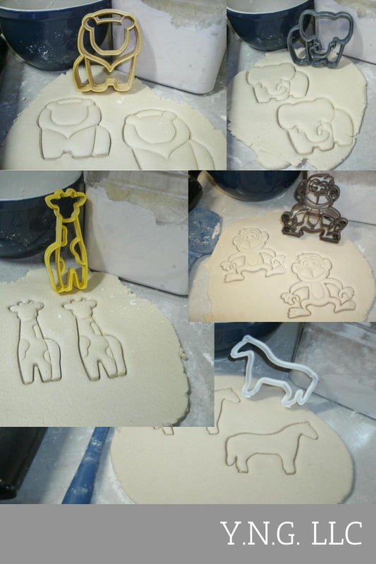 Zoo Animals Animal Park Safari Menagerie Set Of 5 Cookie Cutters USA PR1171