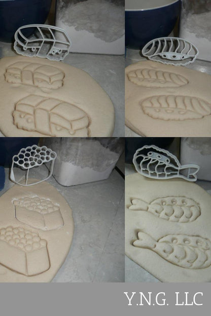 Sushi Shrimp Salmon Seafood Rice Food Fish Set Of 4 Cookie Cutters USA PR1286