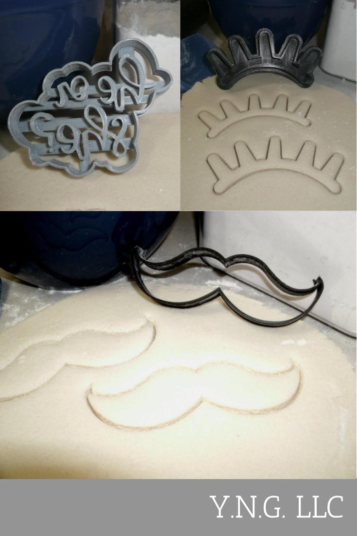 Staches Or Lashes Gender Reveal Baby Shower Set Of 3 Cookie Cutters USA PR1300