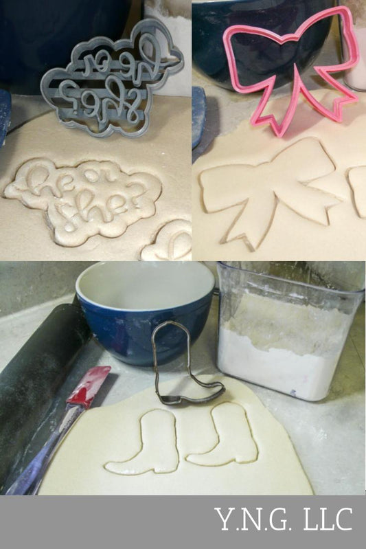Boots Or Bows Gender Reveal Baby Shower Set Of 3 Cookie Cutters USA PR1198