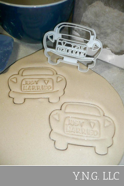 Just Married Sign On Wedding Getaway Car Newlyweds Cookie Cutter USA PR3012