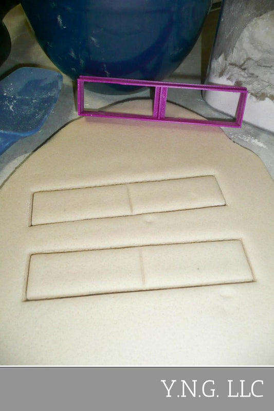 Long Rectangle Shape With Vertical Divide Small Size Cookie Cutter USA PR3043