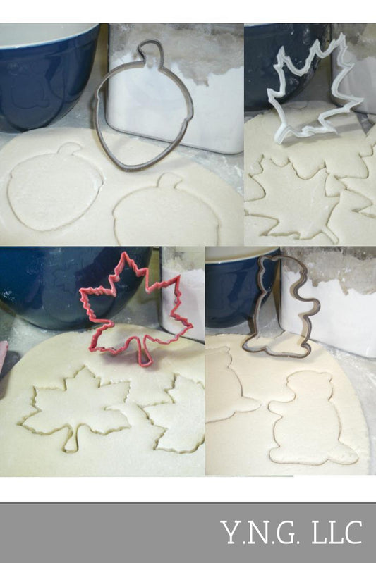 Autumn Fall Season Leaves Acorn Squirrel Set Of 4 Cookie Cutters USA PR1008